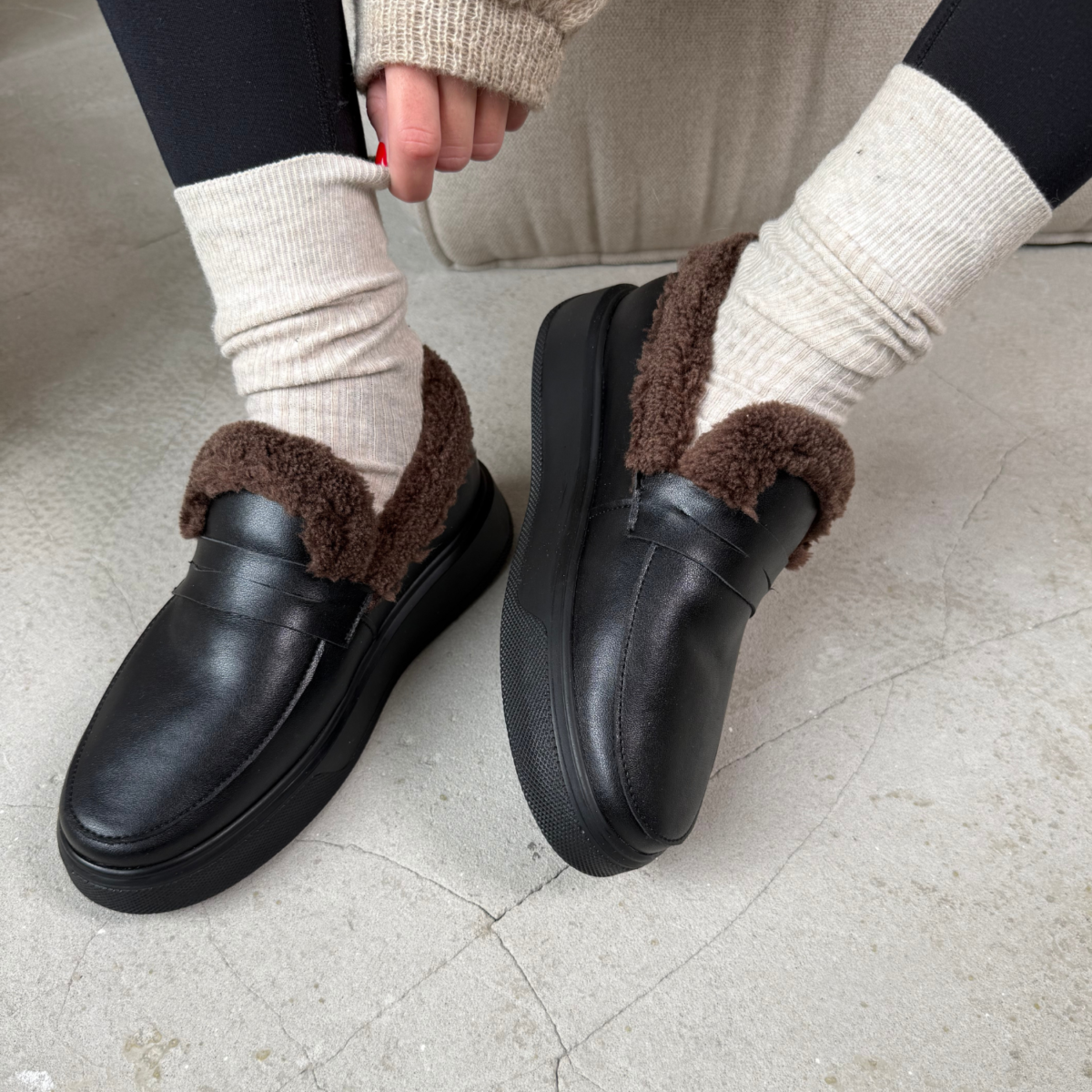 Жіночі лофери Comfort Fur ART 55 Black(K) - Зображення 4