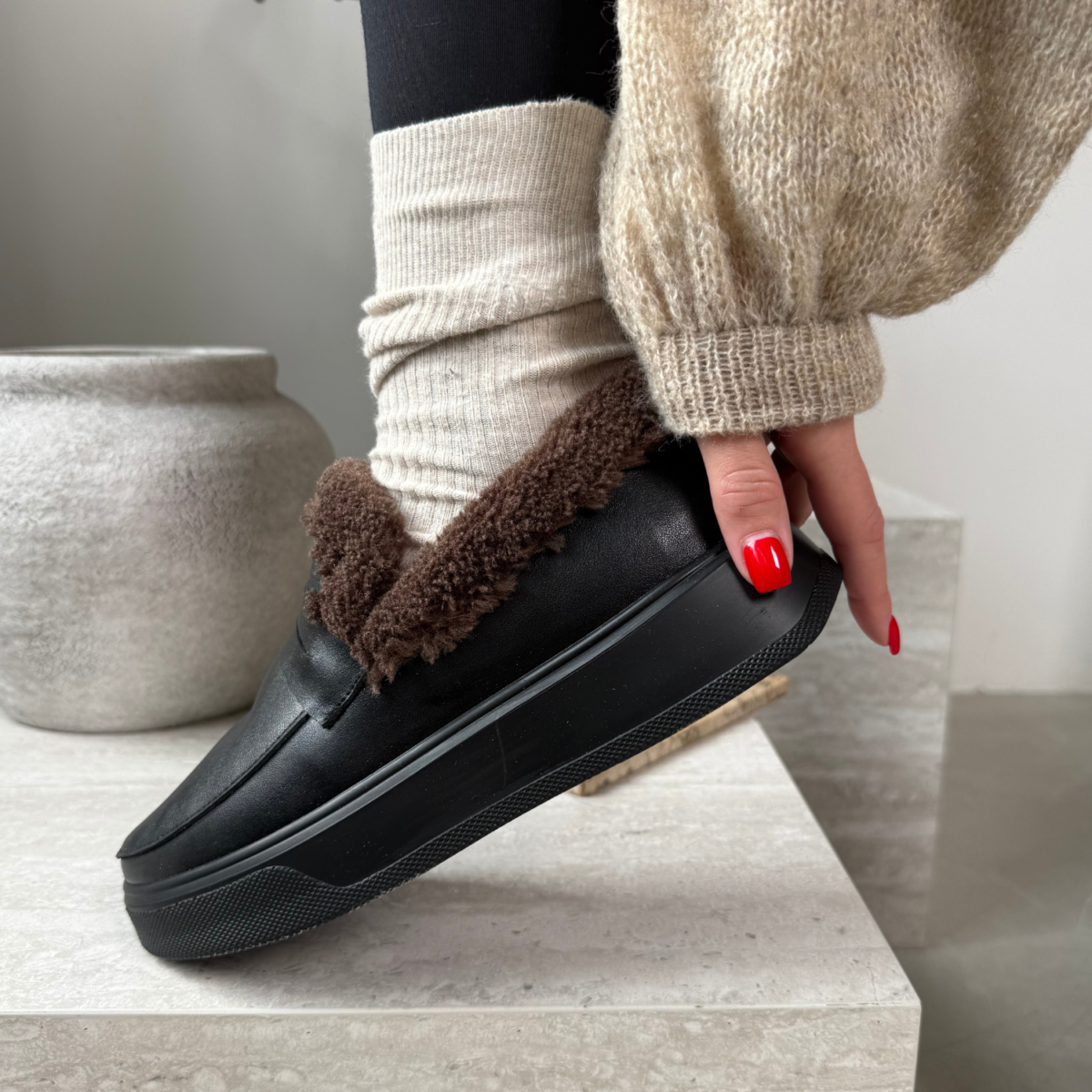 Жіночі лофери Comfort Fur ART 55 Black(K) - Зображення 5