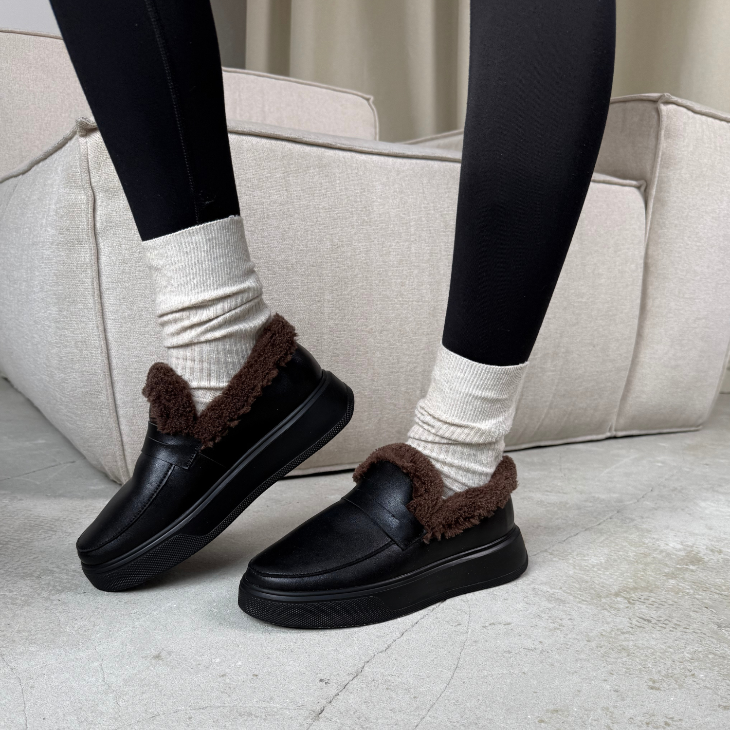 lof (7) Жіночі лофери Comfort Fur ART 55 Black(K) - Зображення 1